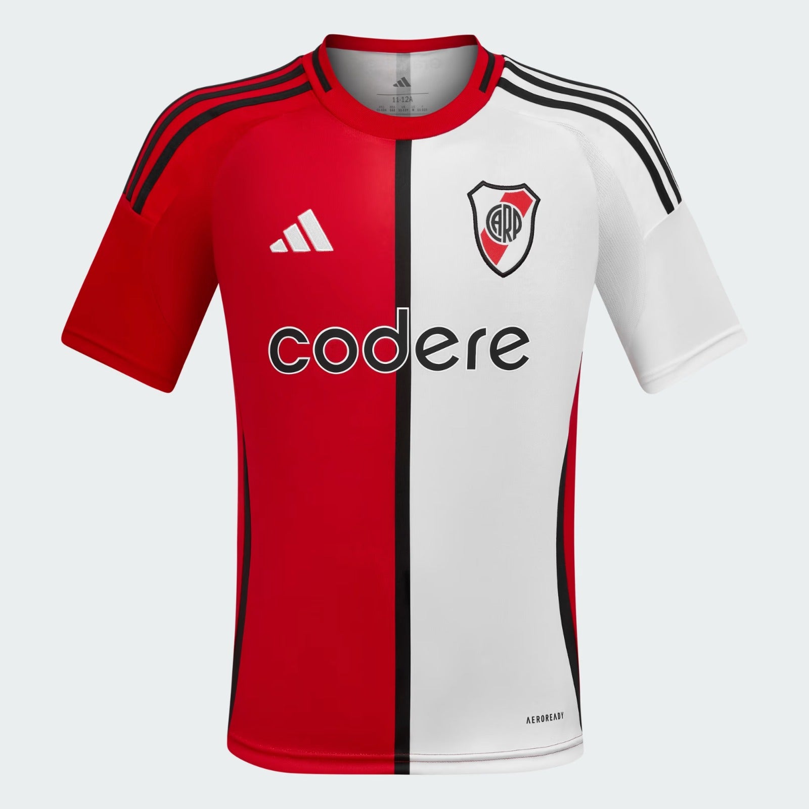 River Plate 24/25 Kids’ Third Jersey – Front view with a bright red and white color combination